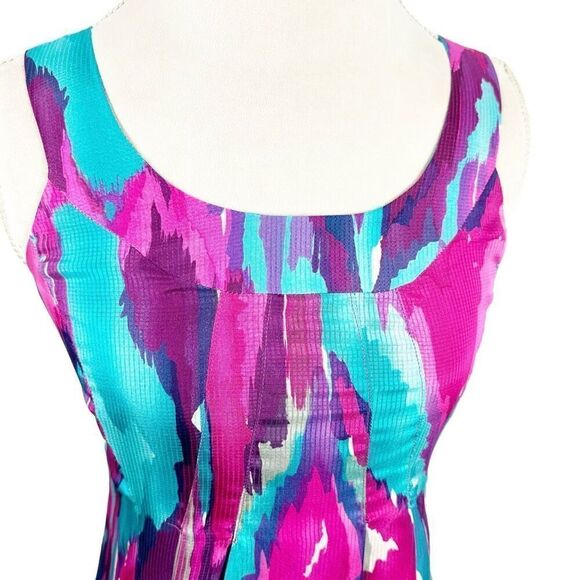 Nanette Leopore Dress A-Line Baby Doll 100% Silk Pink Blue Ikat Print Size 2 - Picture 5 of 9